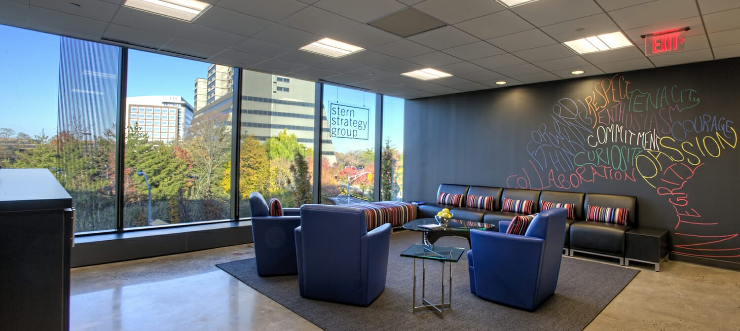Stern Strategy Group organization lobby with windows overlooking outside