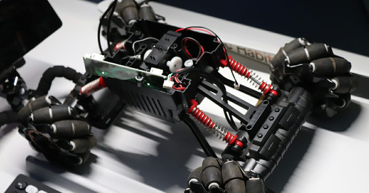 A robotic vehicle representing the future of AI and robotics