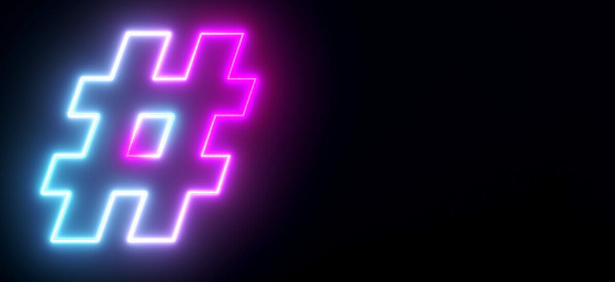 hashtag on black background