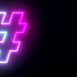 hashtag on black background
