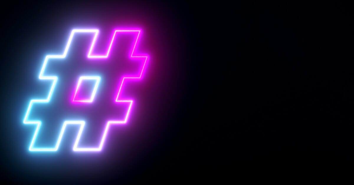 hashtag on black background